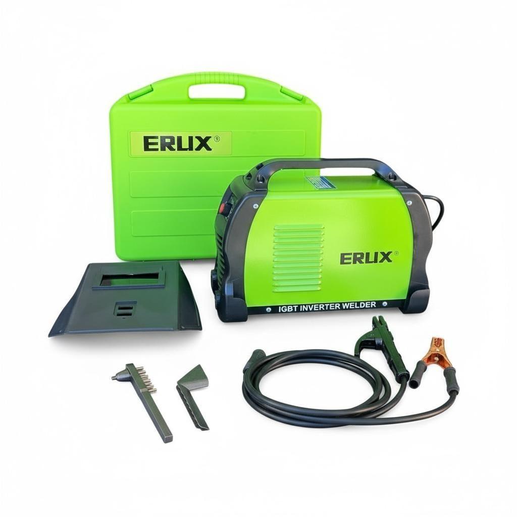 Soldadora Erux 250 Amp Profesional Para Soldar Verde Lima -0