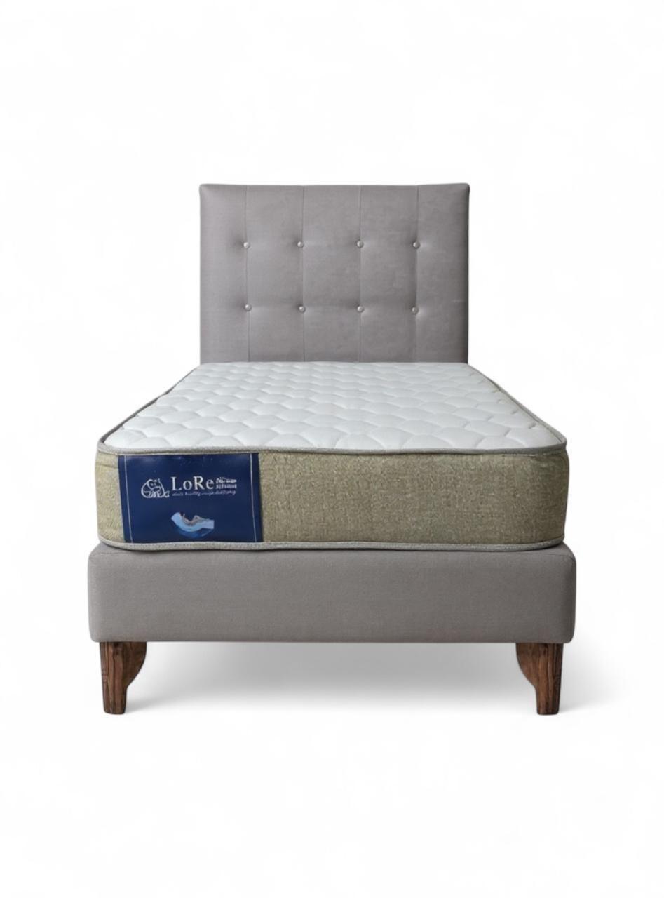 CAMA 1/5PLAZAS EN FELPA GRIS BOTONES-0