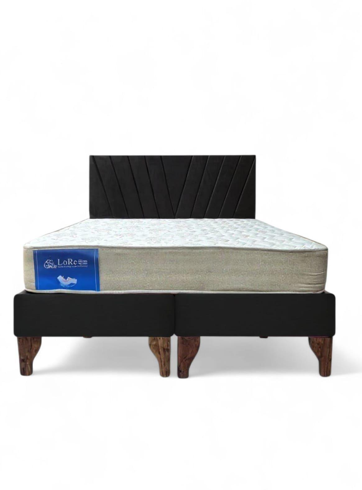 CAMA EUROPEA EN V NEGRO FELPA 2P-0