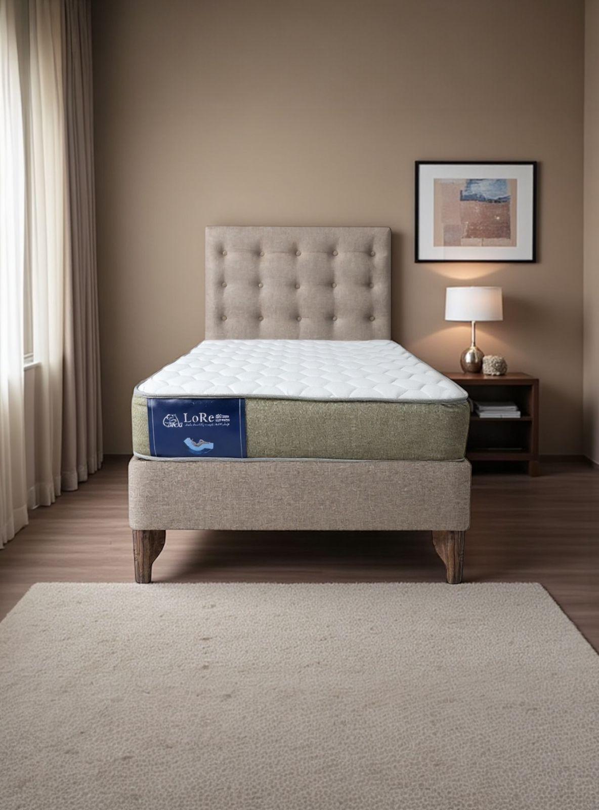 CAMA 1/5PLAZAS BOTONES BEIGE LINO-1