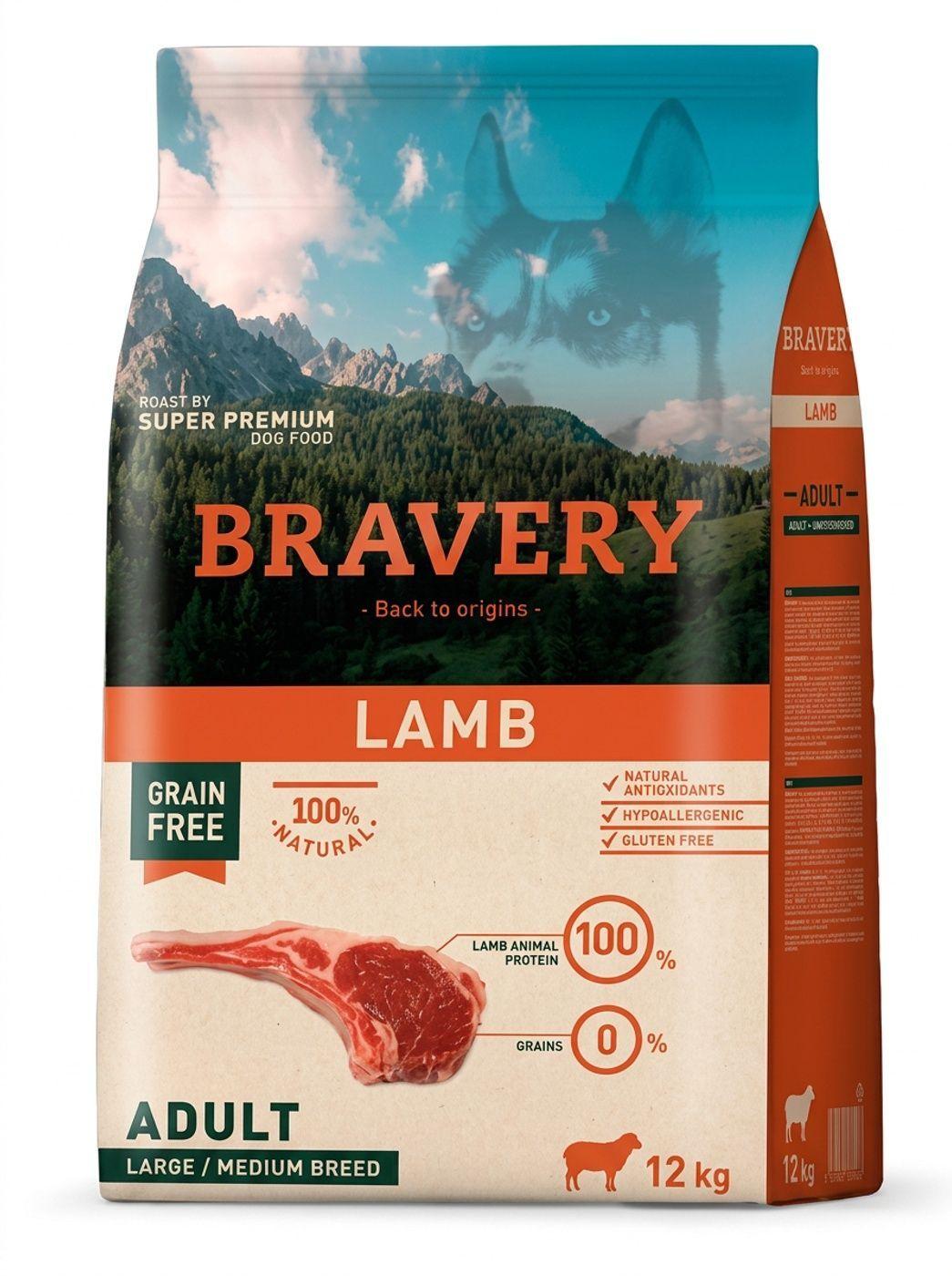Bravery Lamb Large Medium Adulto Perro 12 Kg-0