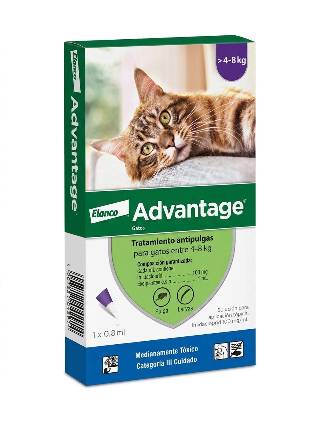 ADVANTAGE PIPETA ANTIPULGAS GATOS DE 4 A 8 KG-1