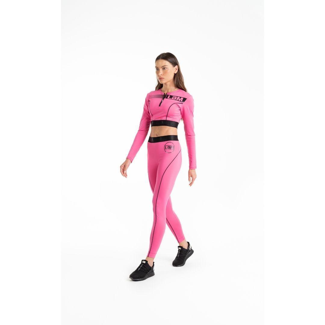 Leggins Fucsia y Franjas Negras-2