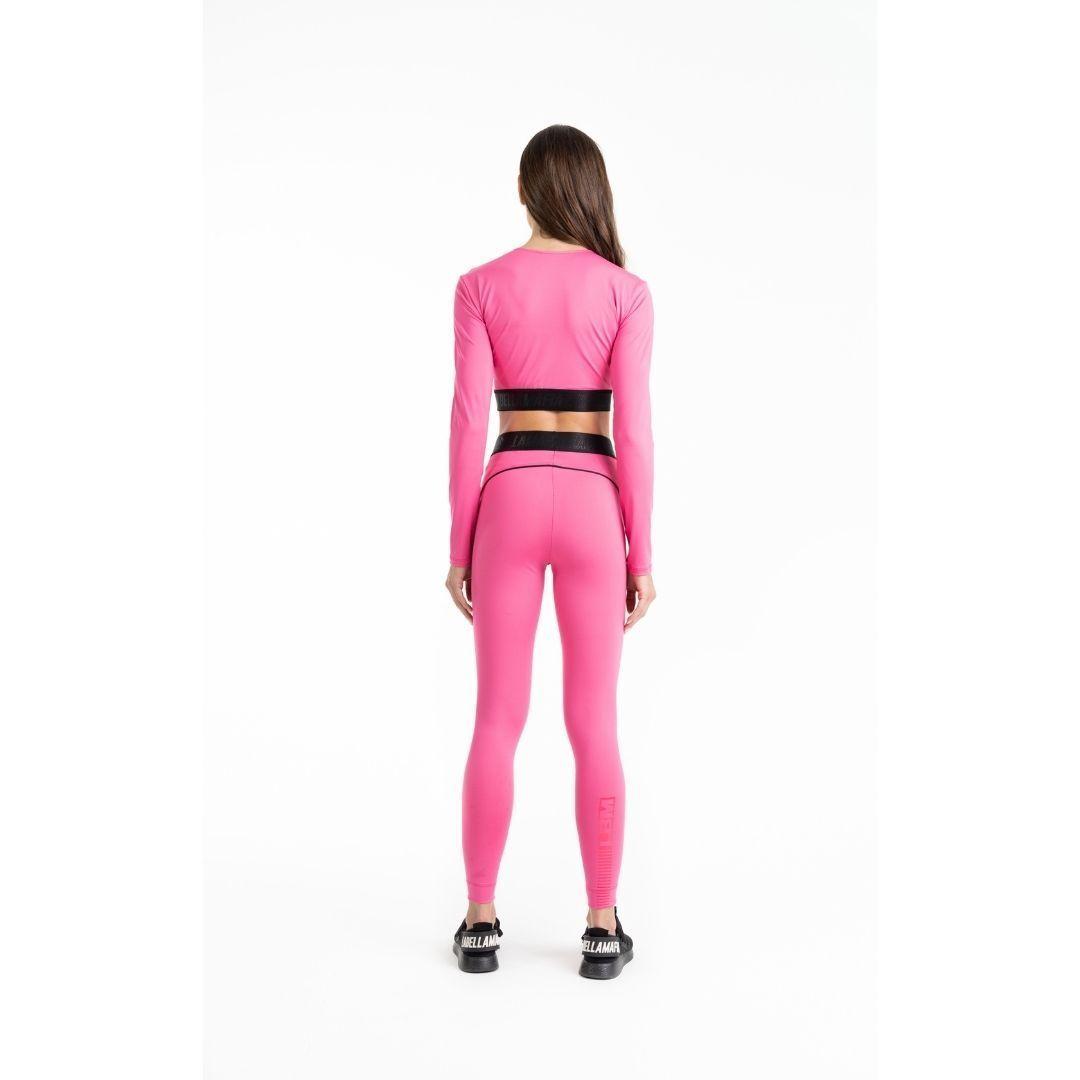 Leggins Fucsia y Franjas Negras-3