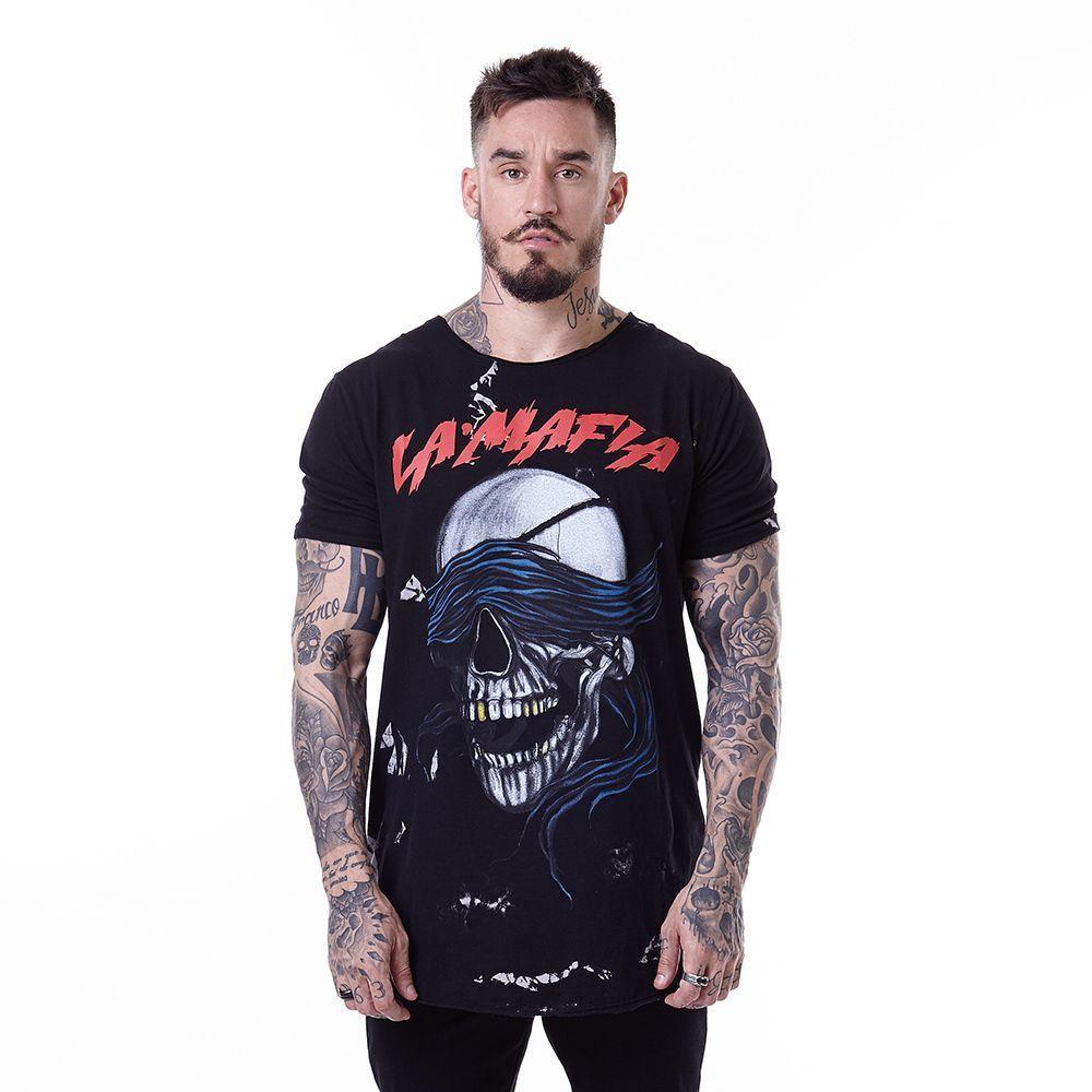 Polera Negra - Estampado Calavera-0