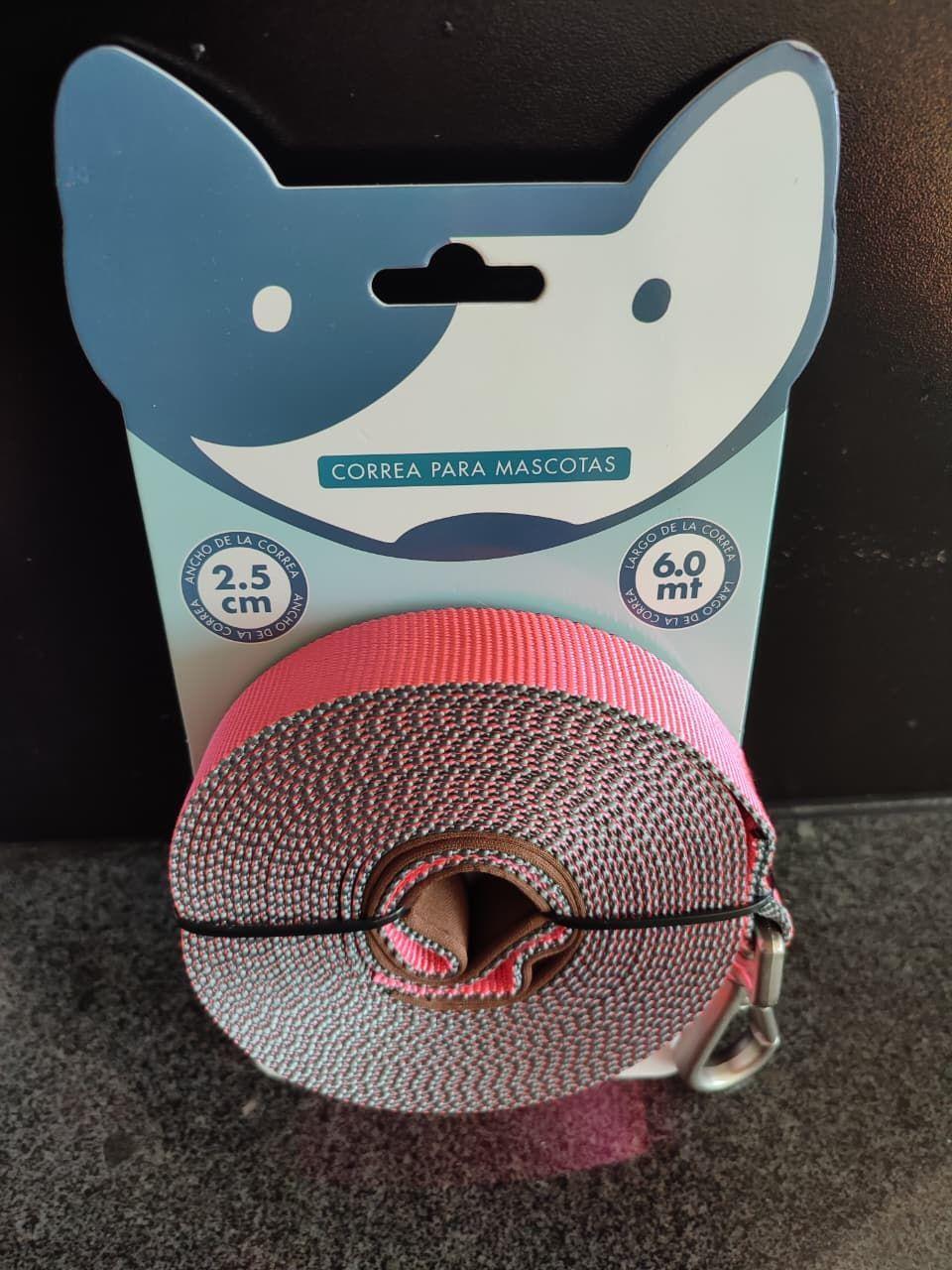 Correa Mascota 6m Poliester Fucsia Resistente Suave Firme-2