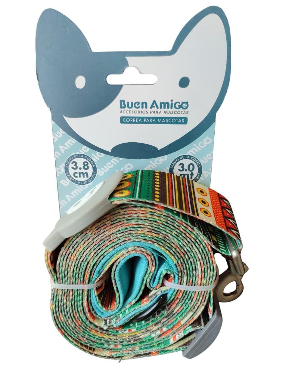 Correa Para Mascota 3m X 3 8cm Poliester Multicolor Suave Y Resistente-2