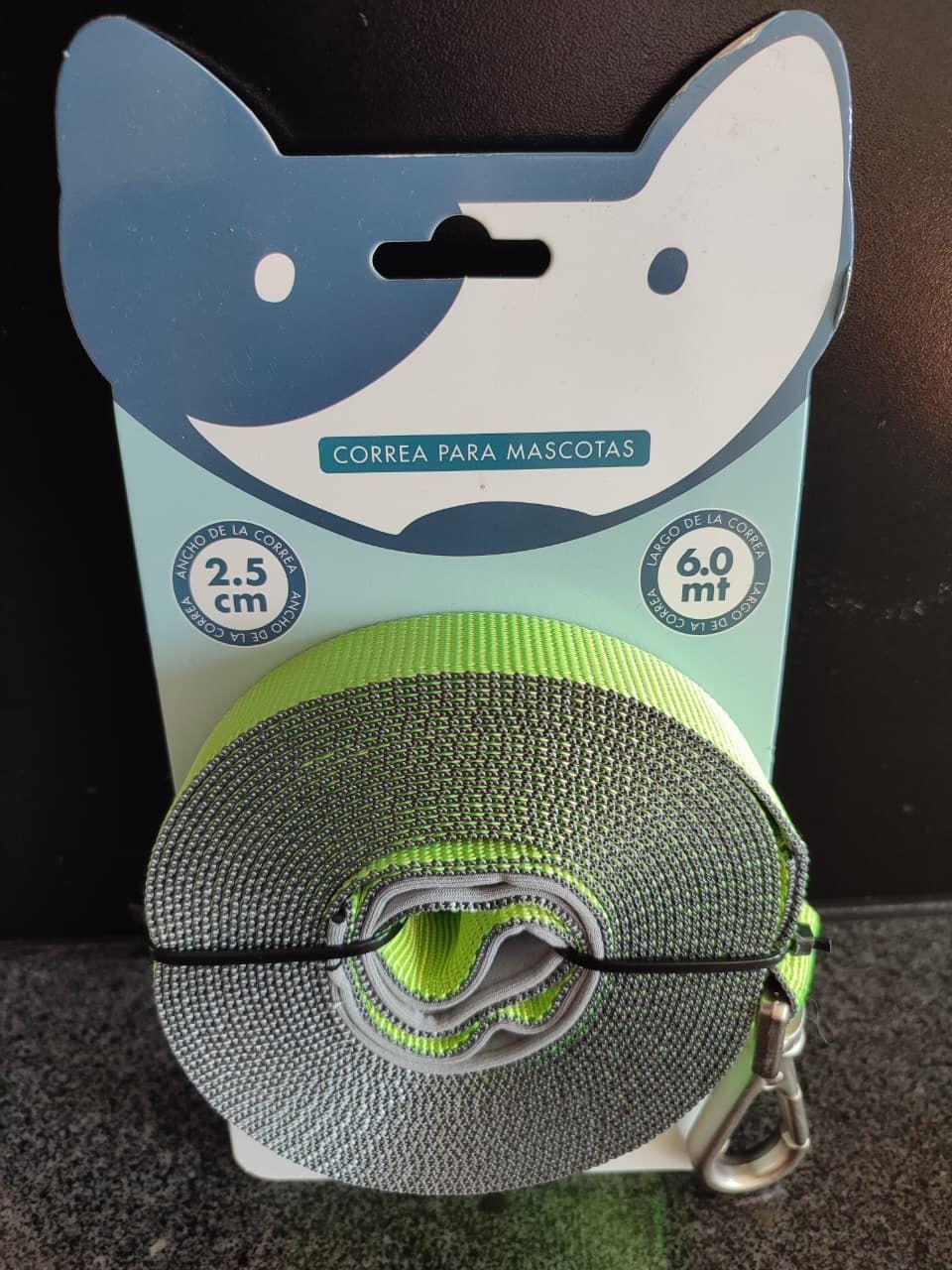 Correa Mascota 6m Poliester Verde Lima Resistente Suave Firme-5