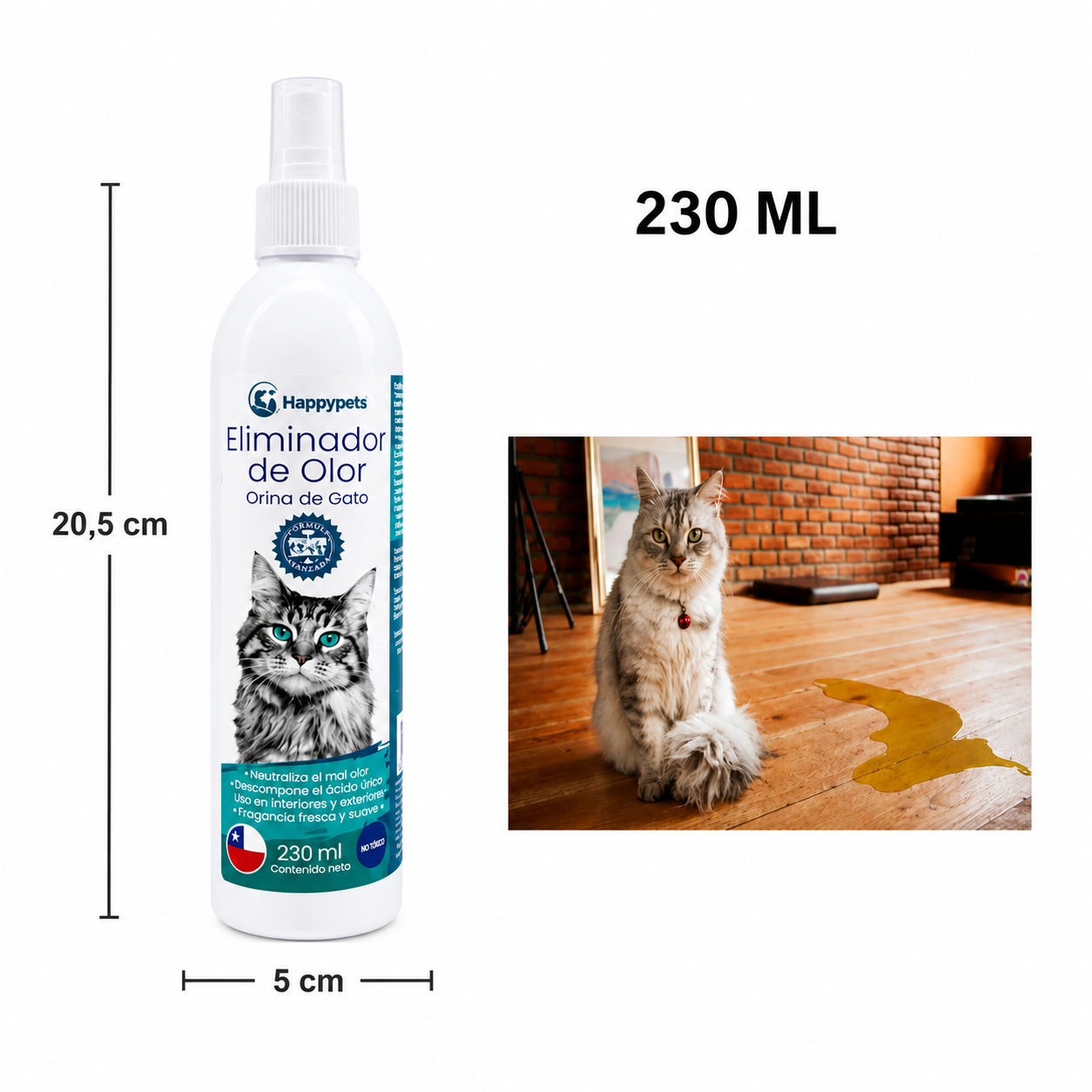 Eliminador De Olor De Orina De Gatos Spray Happypets 230 Ml-1