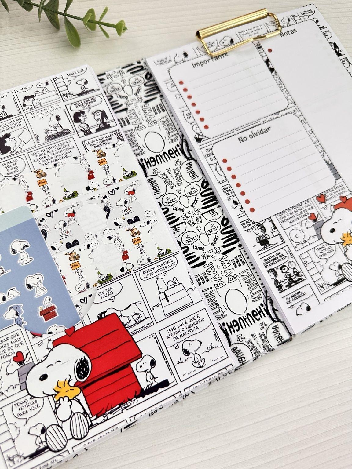 Agenda Tipo Carpeta A5 Diseno Snoopy con Stickers y Accesorios-2
