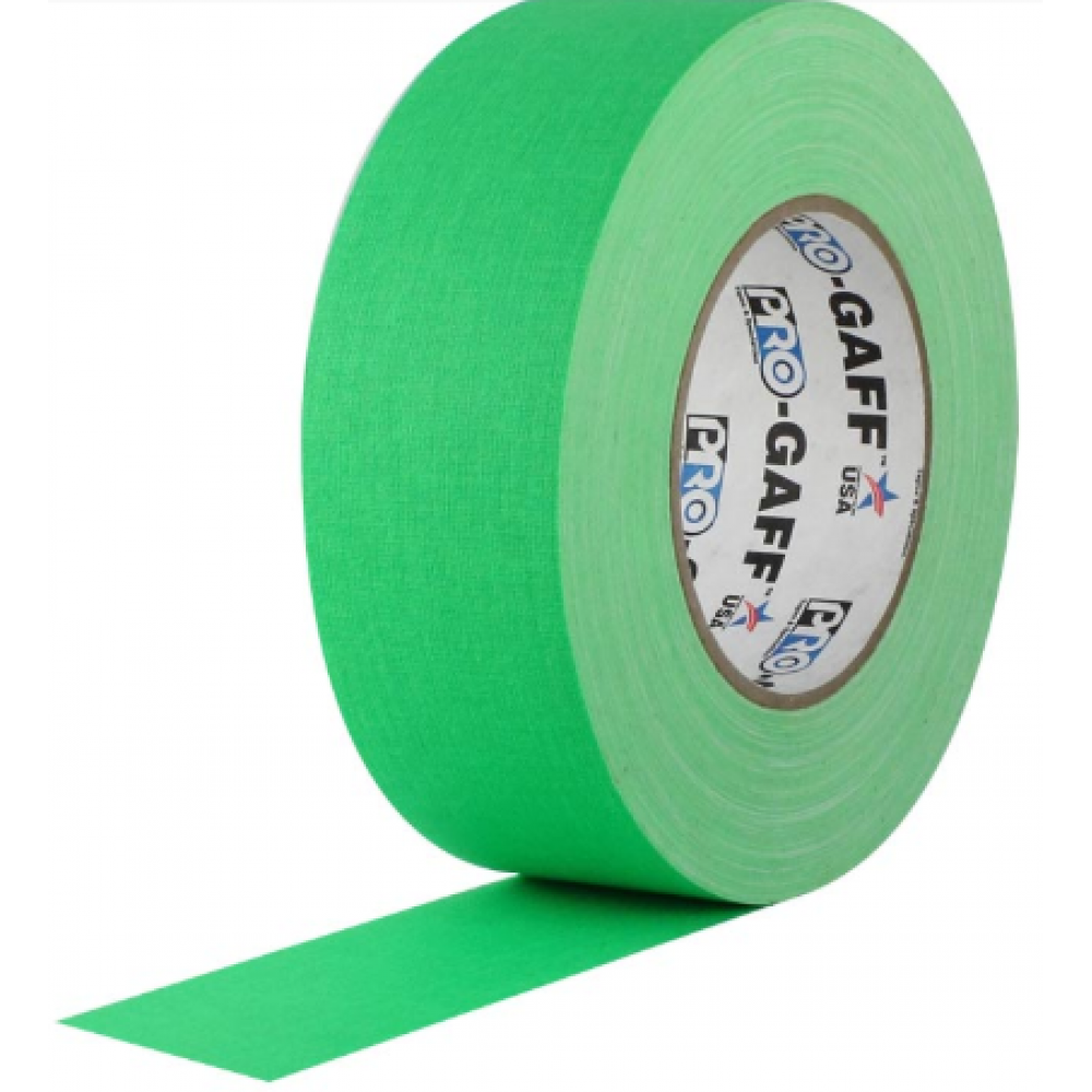 Cinta Gaffer de tela verde fluor 45 metros-0