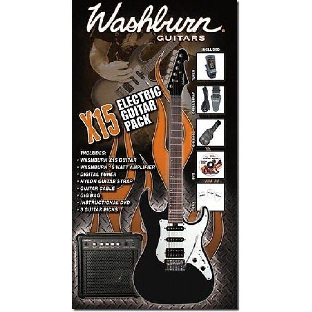Pack de guitarra electrica Washburn X15B negra-1