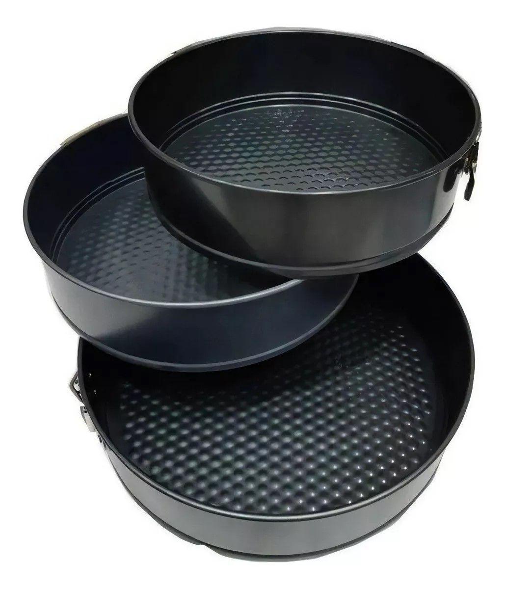 Moldes De Torta Desmontable Antiadherente X 3 Color Negro-2