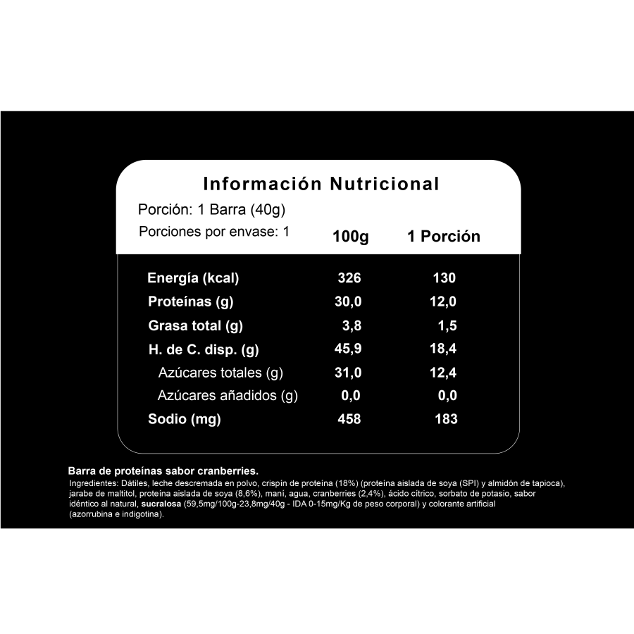 Vegeta Cranberries Barra de proteina StrikeOne 20 Uds-3