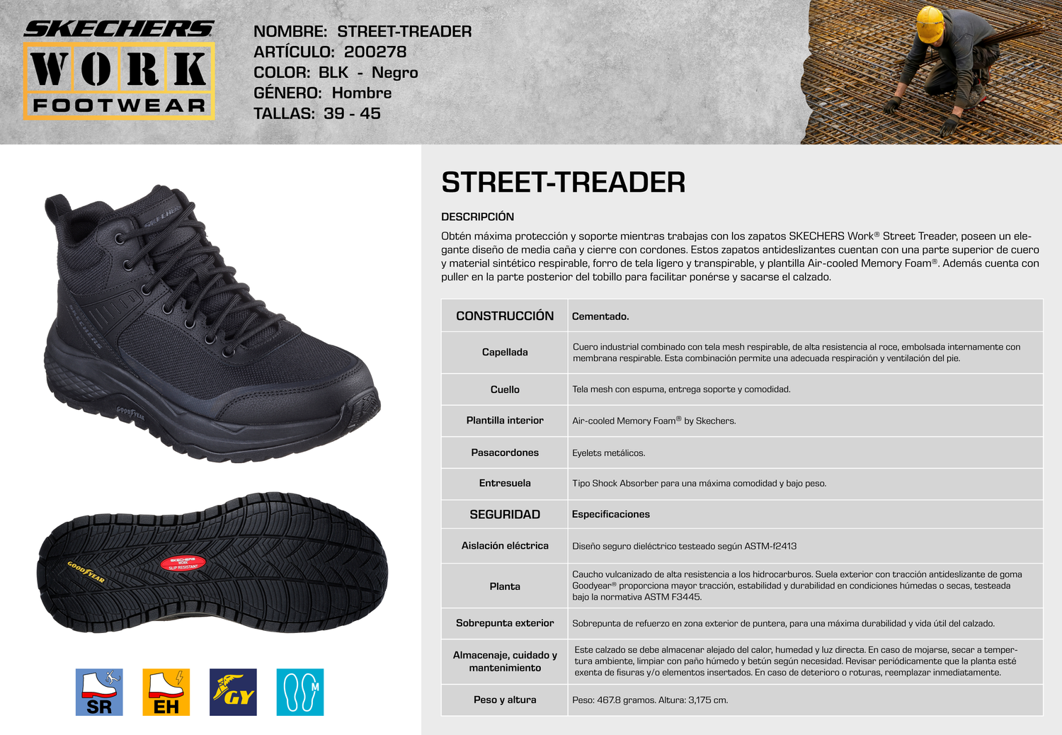 Skechers Zapatilla Hombre Táctica Street Treader Negro-4