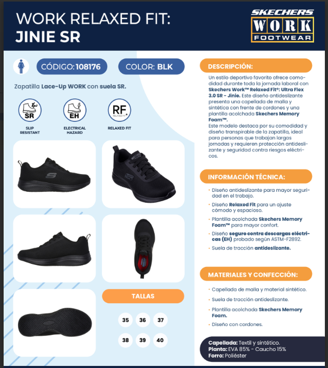 Skechers Zapatilla Mujer Ocupacional Jinie-4