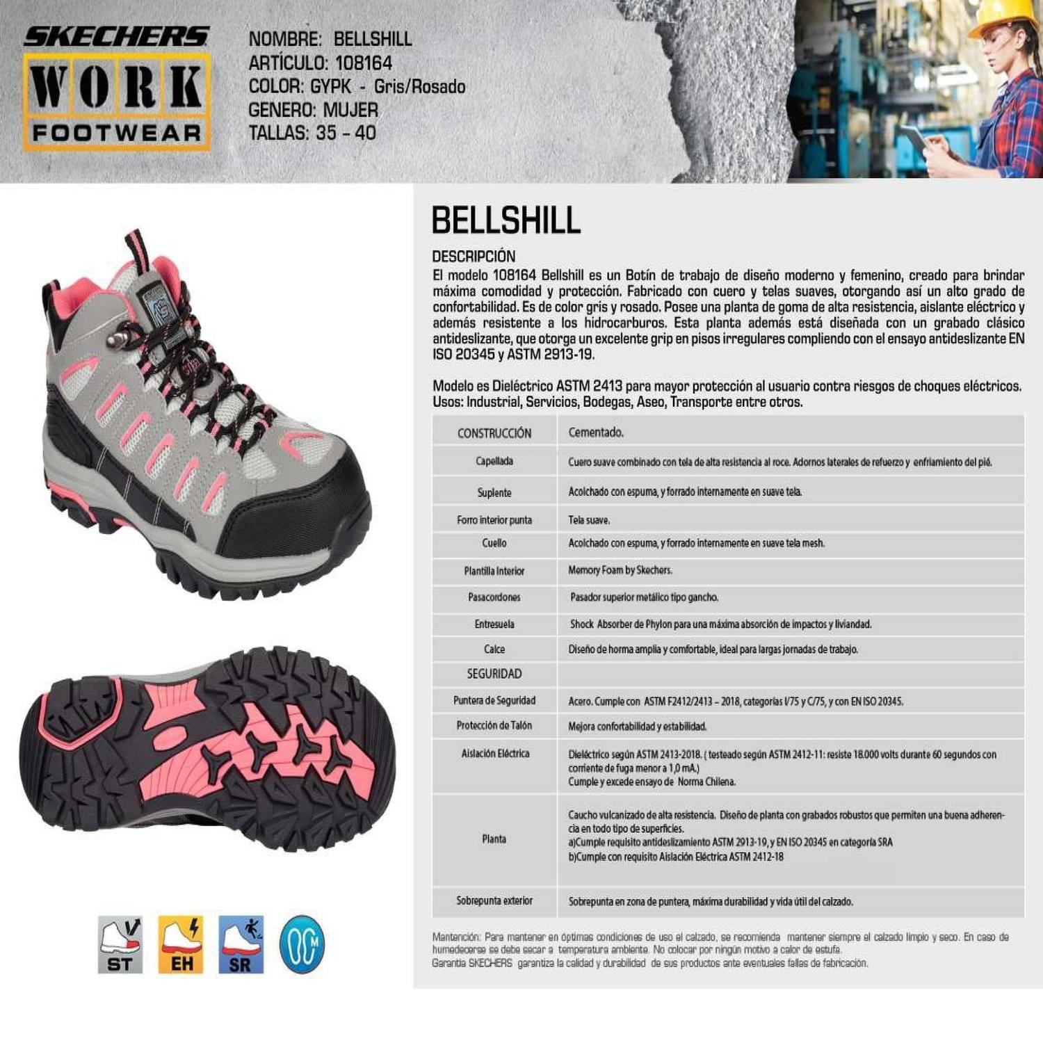 Skechers Botín Mujer Seguridad Bellshill Gris-4