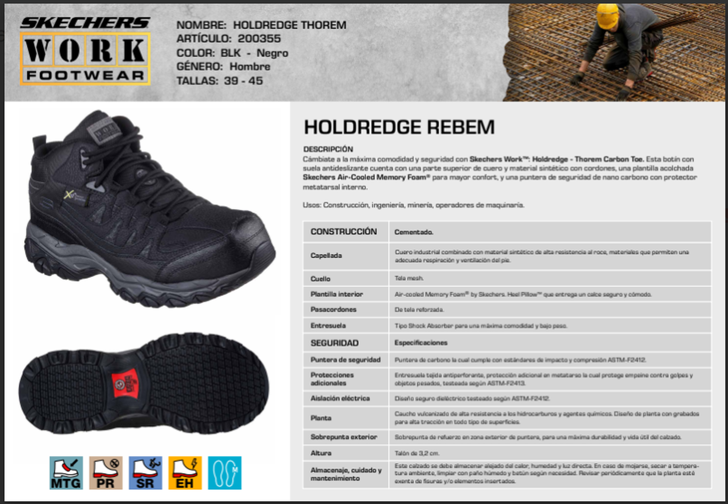 Skechers Botín Seguridad Hombre Holdredge Thorem-4