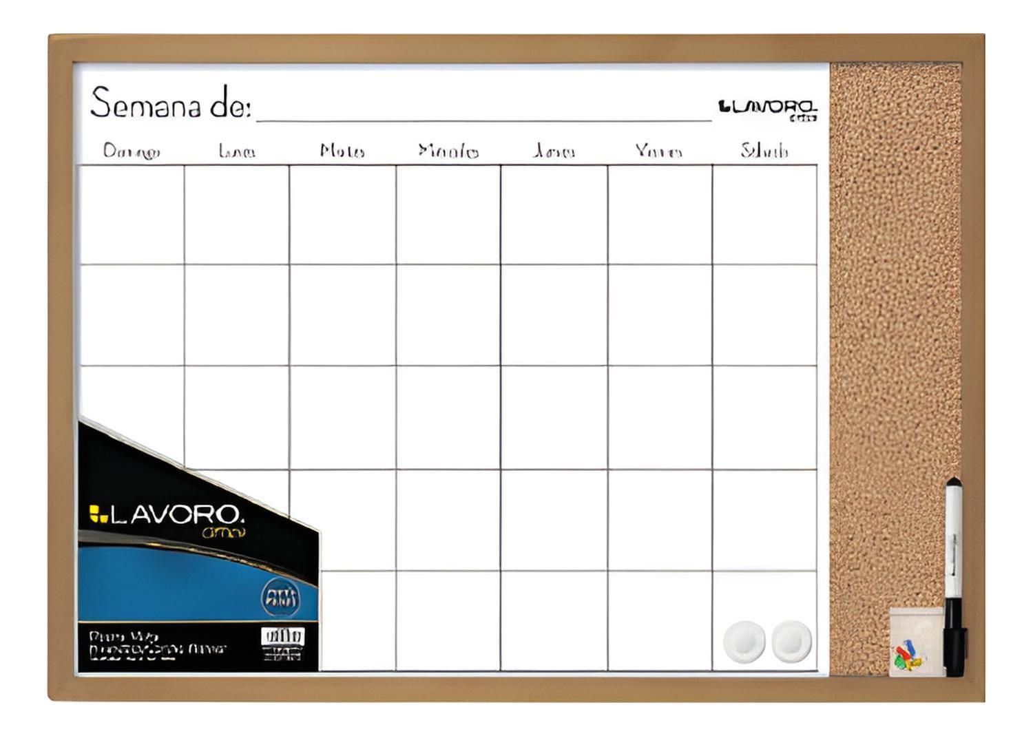 Pizarra Mixta Magnetica Corcho Planner Semanal 60x90. Lavoro-0