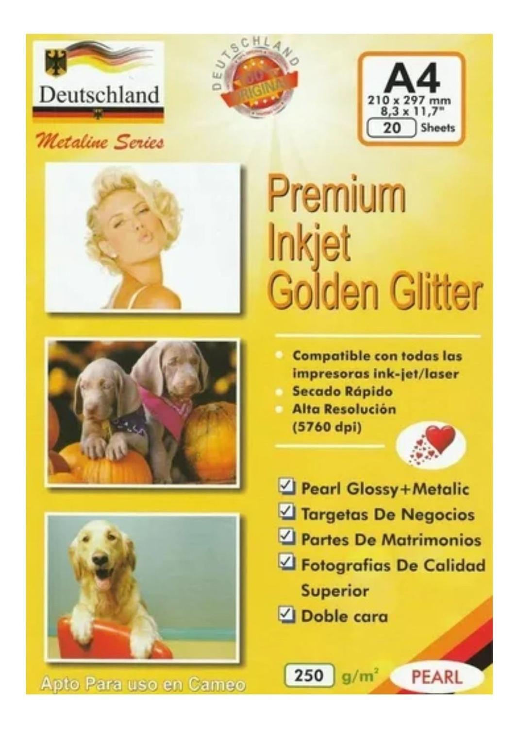 Papel Premiun Pearl Glossy + Metalic Glitter 250grs A4-2