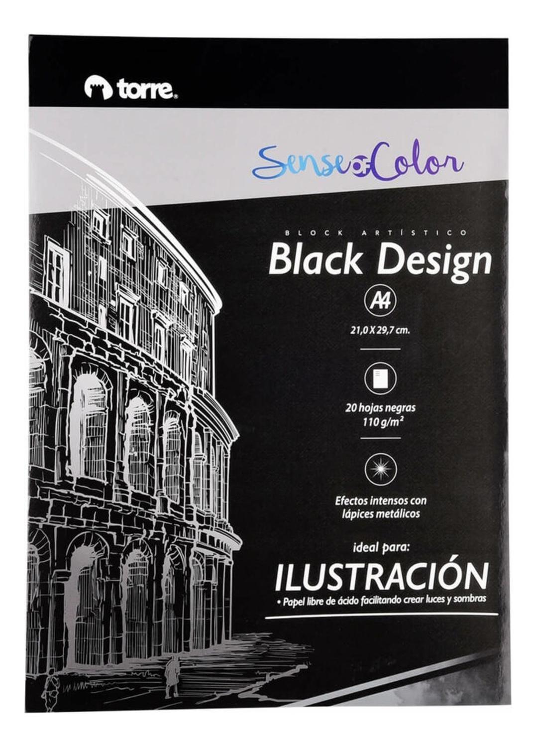 Block Artístico Black A4, 20h Negras, Sense Of Color. Torre-0