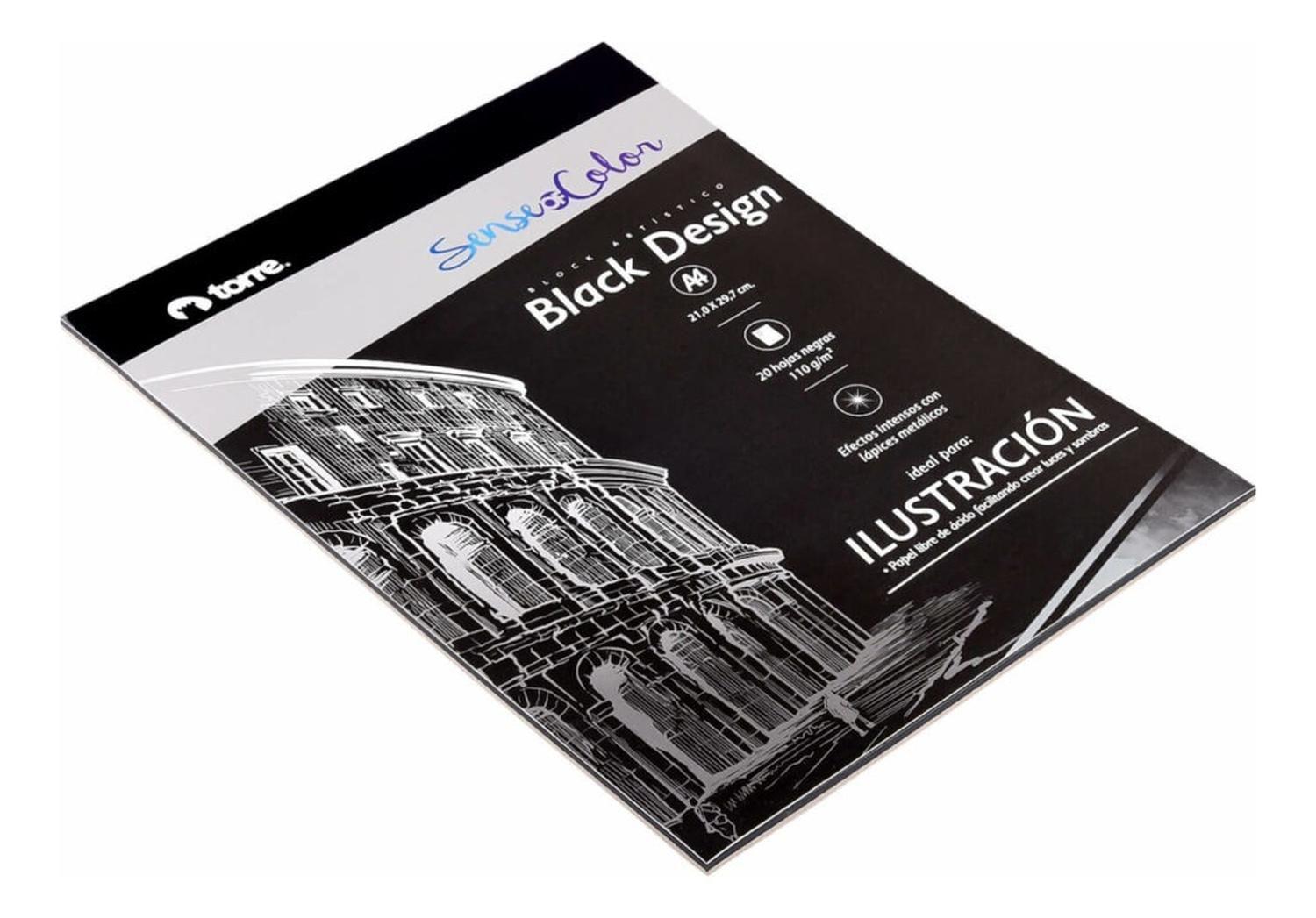 Block Artístico Black A4, 20h Negras, Sense Of Color. Torre-1