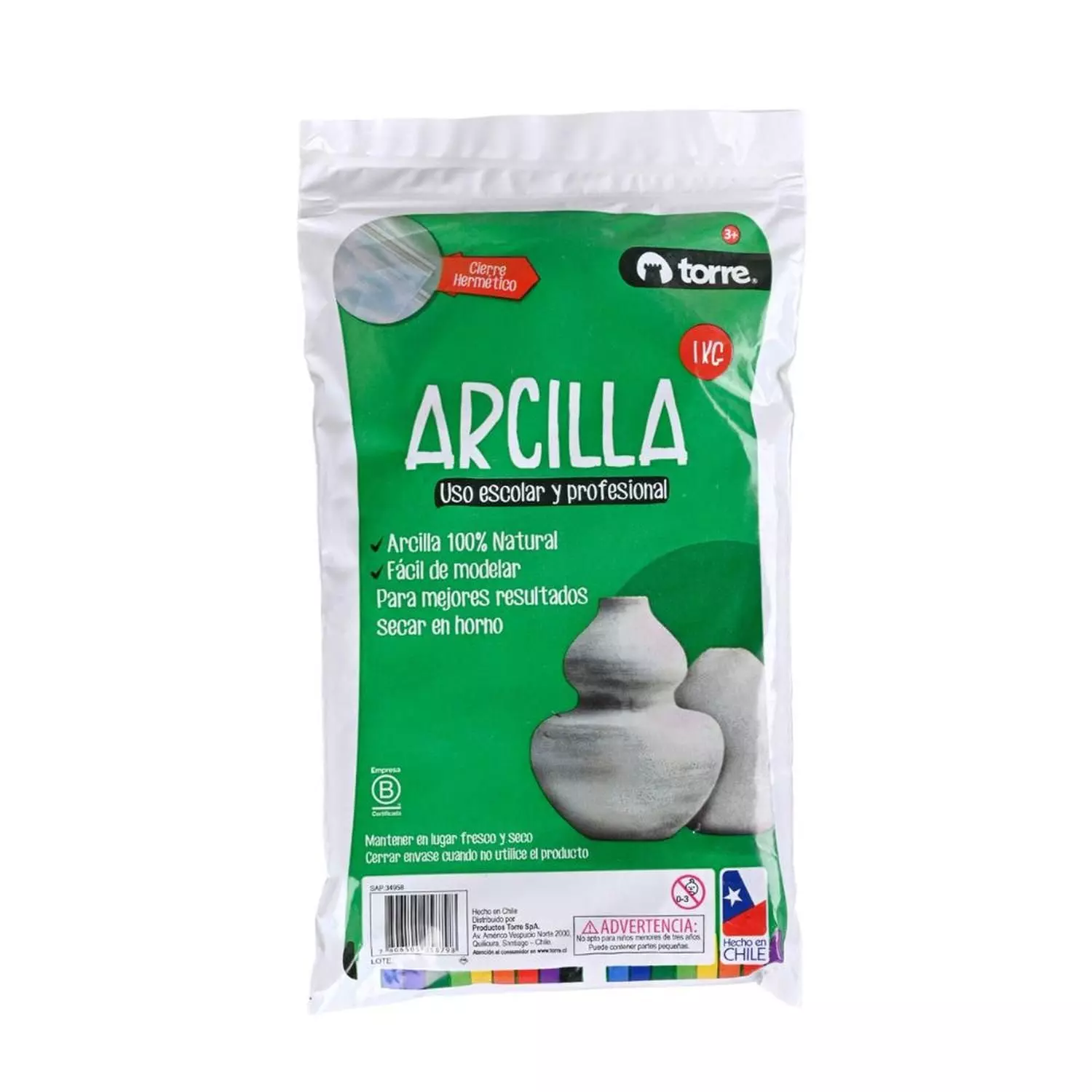 Arcilla 1 Kg. Uso Escolar y Profesional. Torre-0