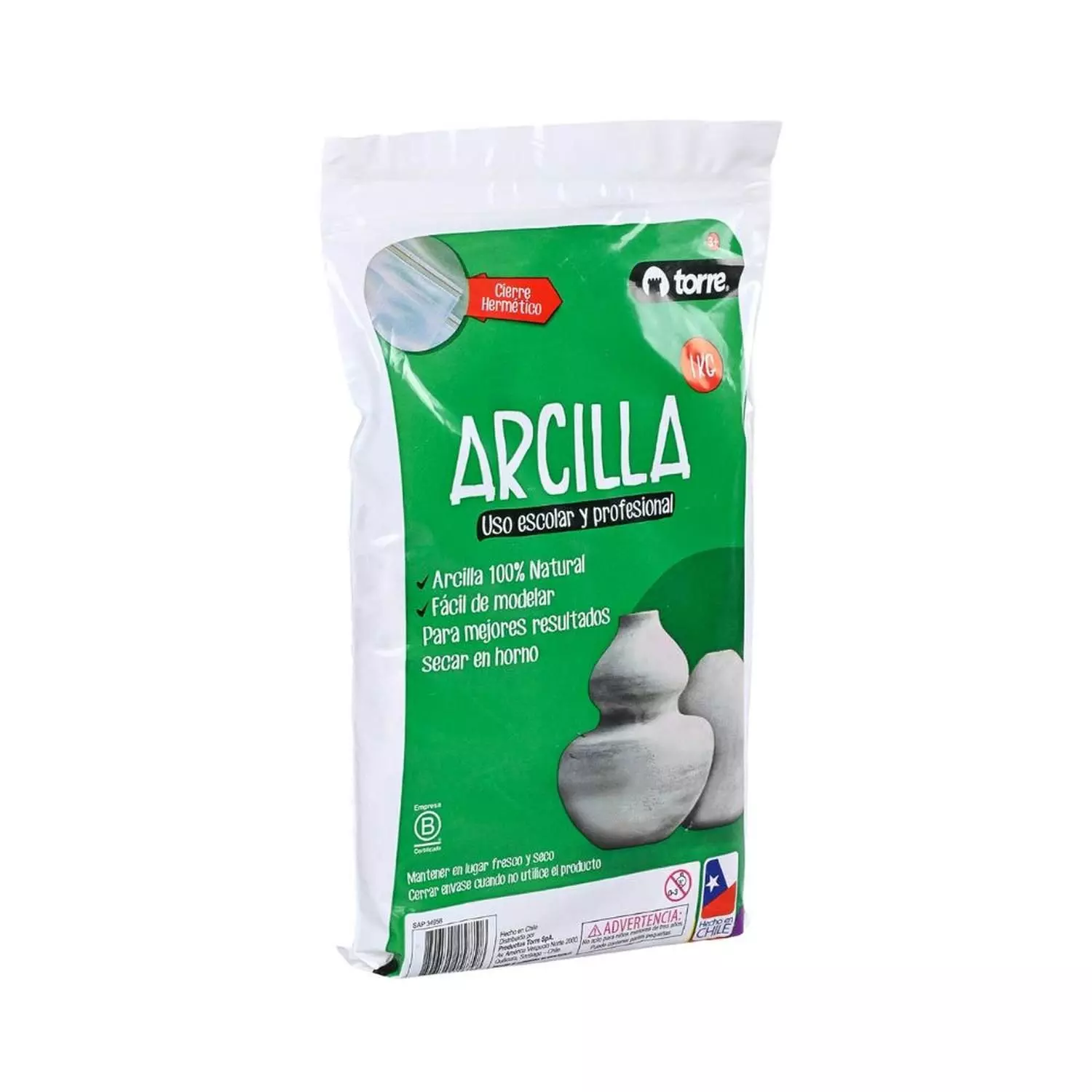 Arcilla 1 Kg. Uso Escolar y Profesional. Torre-1