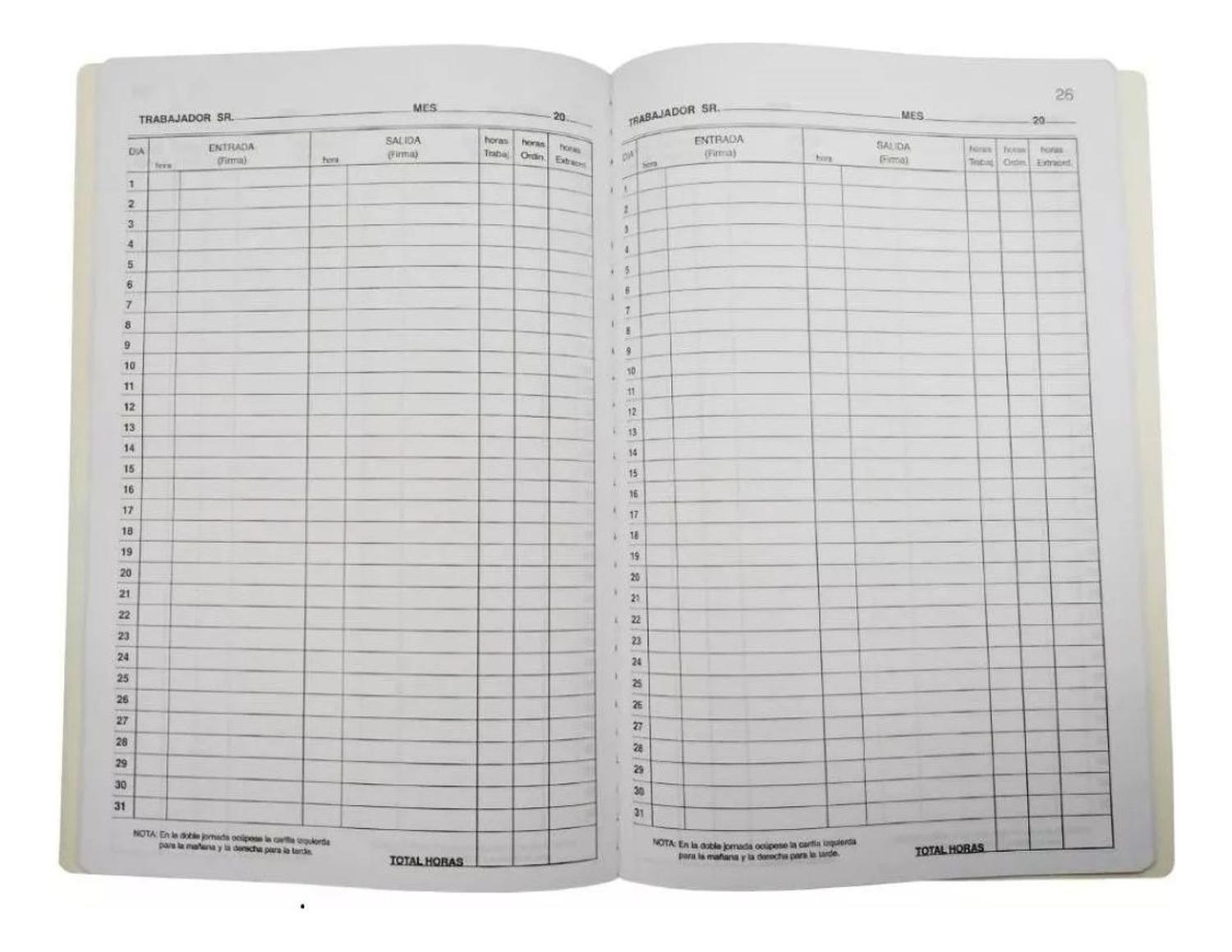 Libro Asistencia 100 Hojas. Auca-2