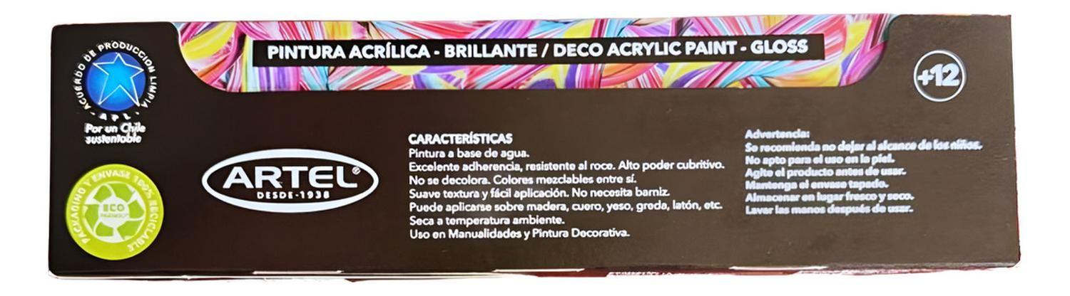 Estuche Pintura Acrílica Decorativa 6 Colores 15ml. Artel-3