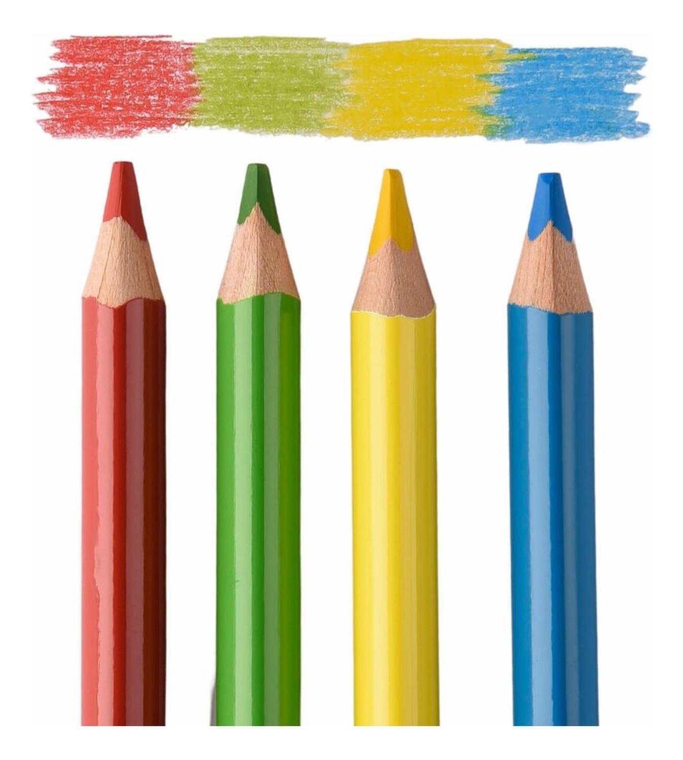 Lápices De 12 Colores Triangulares Jumbo + Sacapunta. Torre-4