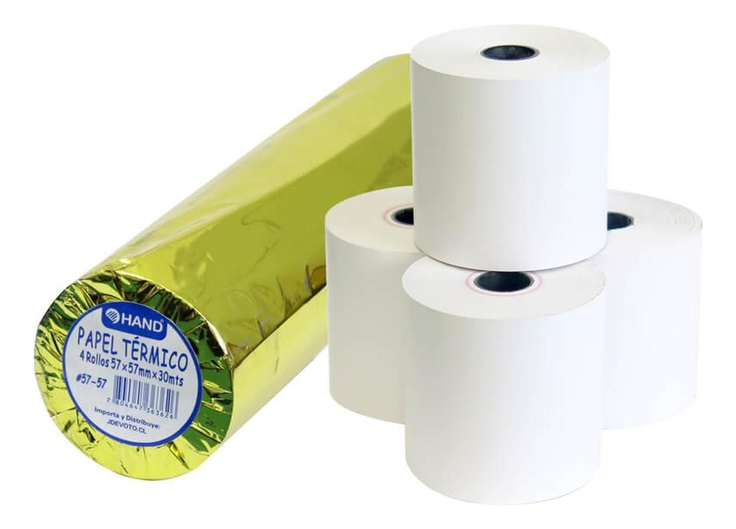Set 4 Rollos Papel Termico 57x57mm 30 Mts Hand. Boleta-1