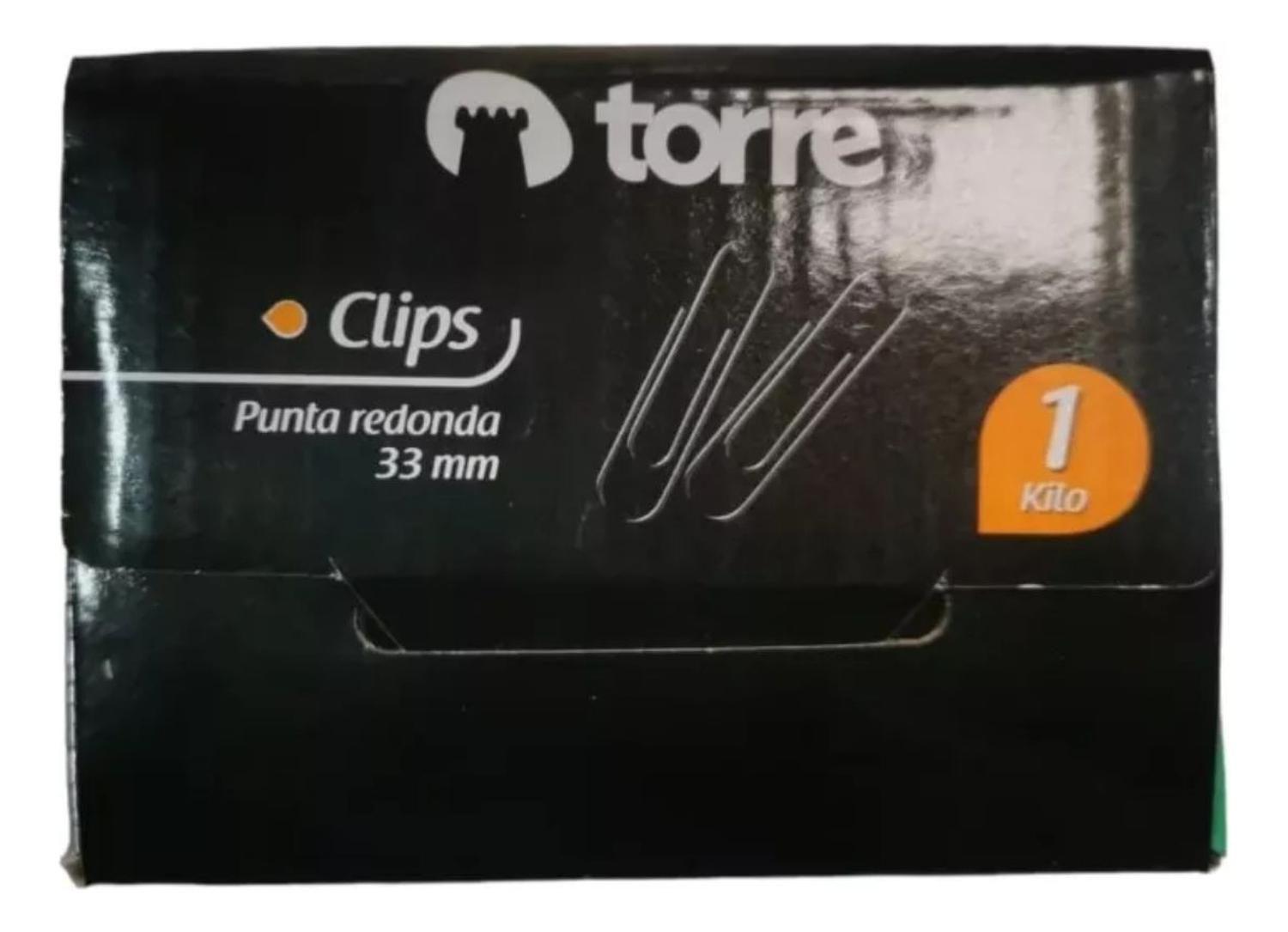 Caja Clips 33mm Punta Redonda 1 Kilo. Torre-1