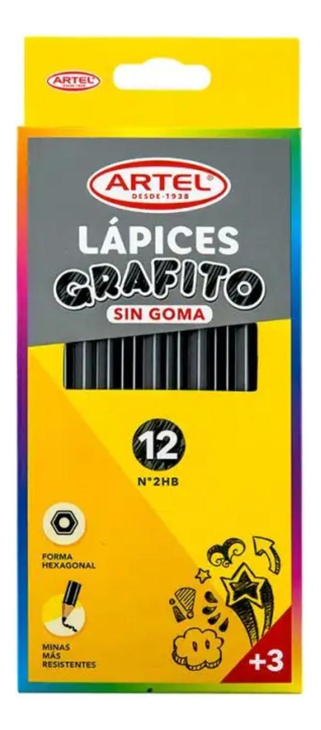 Lapices Grafito Hexagonales 2hb Sin Goma 12un. Artel-0