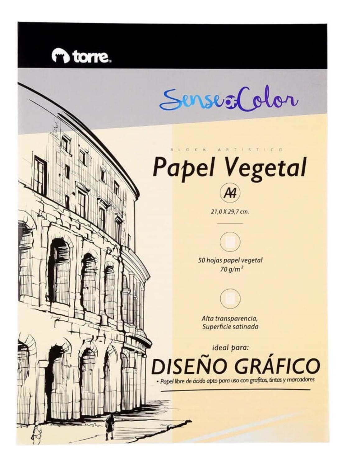 Block Artístico Papel Vegetal A4, 50h Sense Of Color. Torre-0
