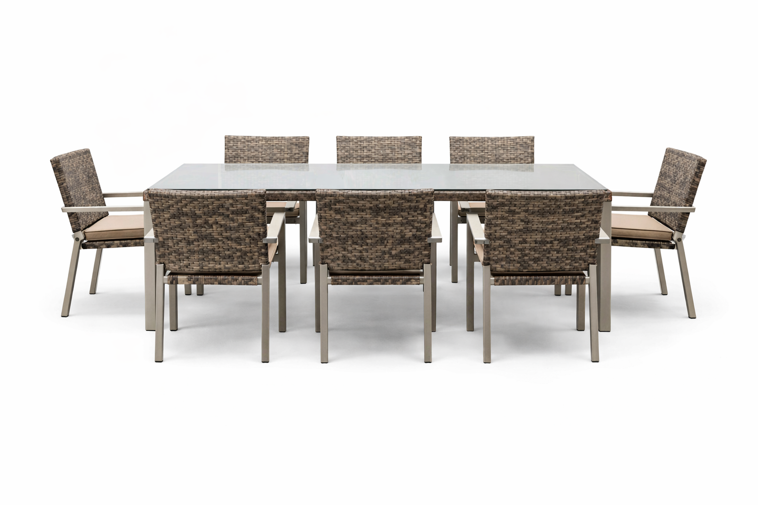 Comedor de Terraza 8 sillas rectangular Gris-3