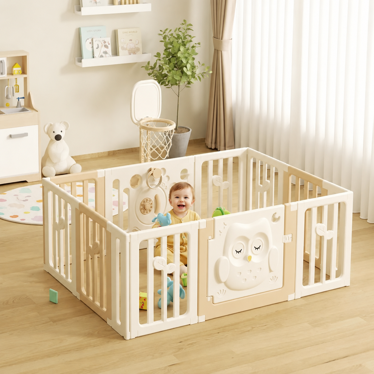 Corral bebe B ho Beige L 186 126 cms Altura 63 cms Aro Basquet-3