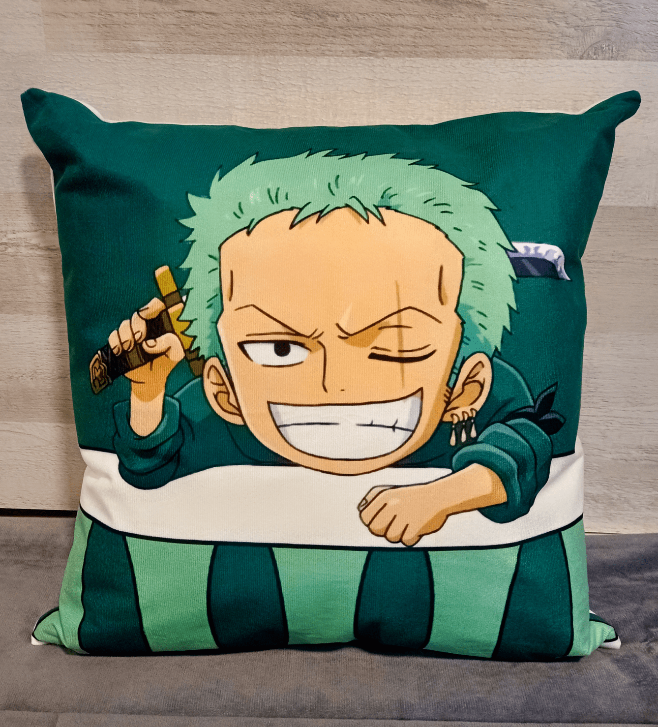 Cojín Felpa 45x45 cm De Mugiwara Mini Zoro Roronoa Extra Suave -3