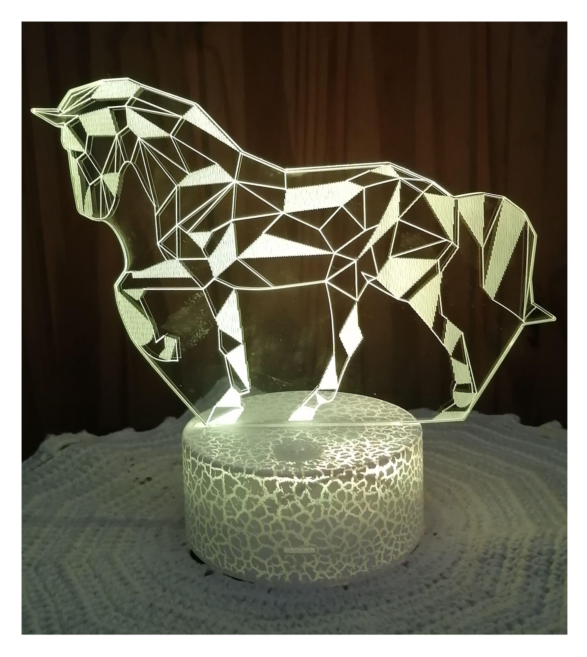 Lámpara ilusión 3D Animal Caballo 7 Colores Led-0