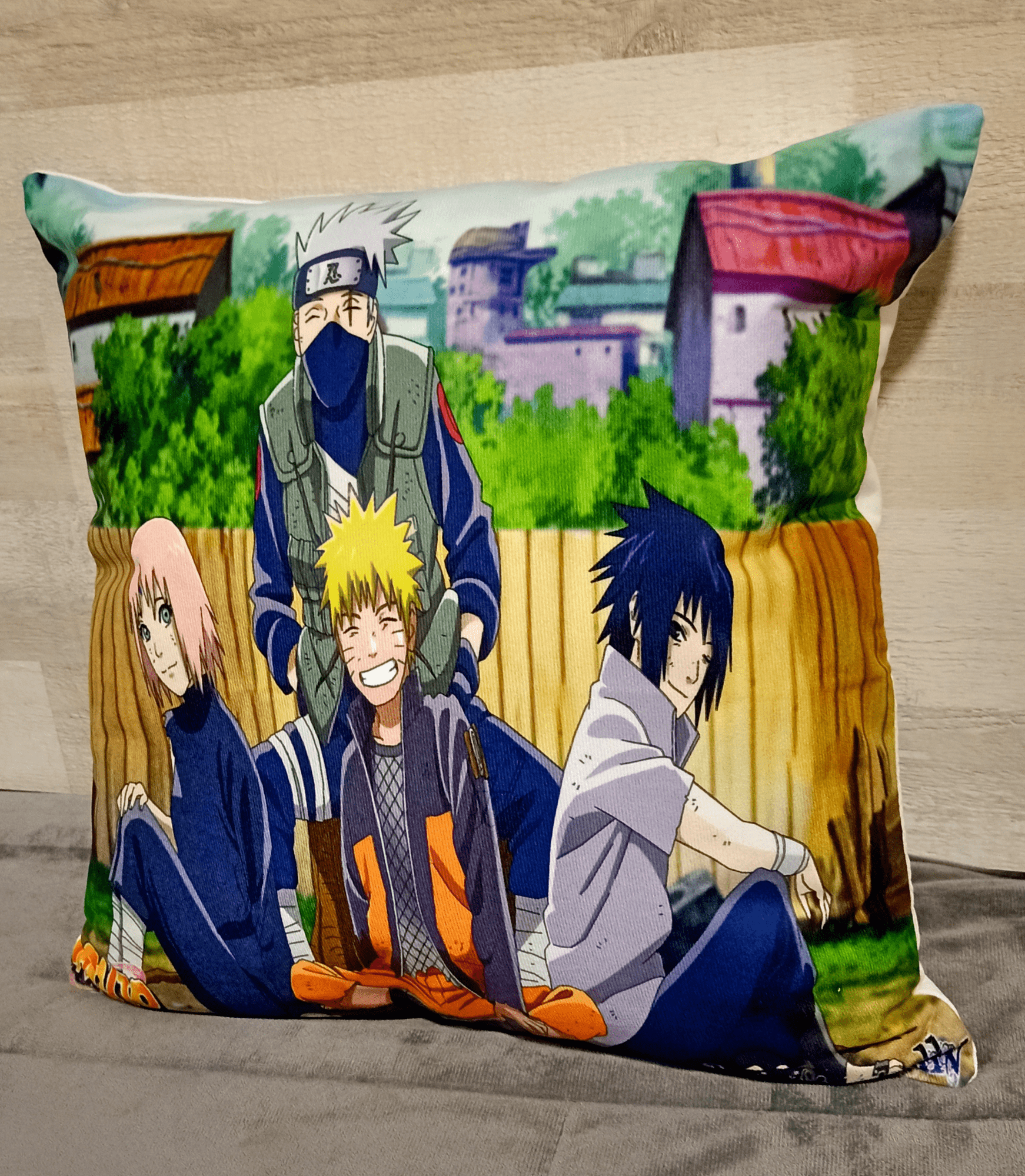 Cojín Felpa 45x45 cm Equipo 7 Sasuke Sakura Kakashi Extra Suave-3