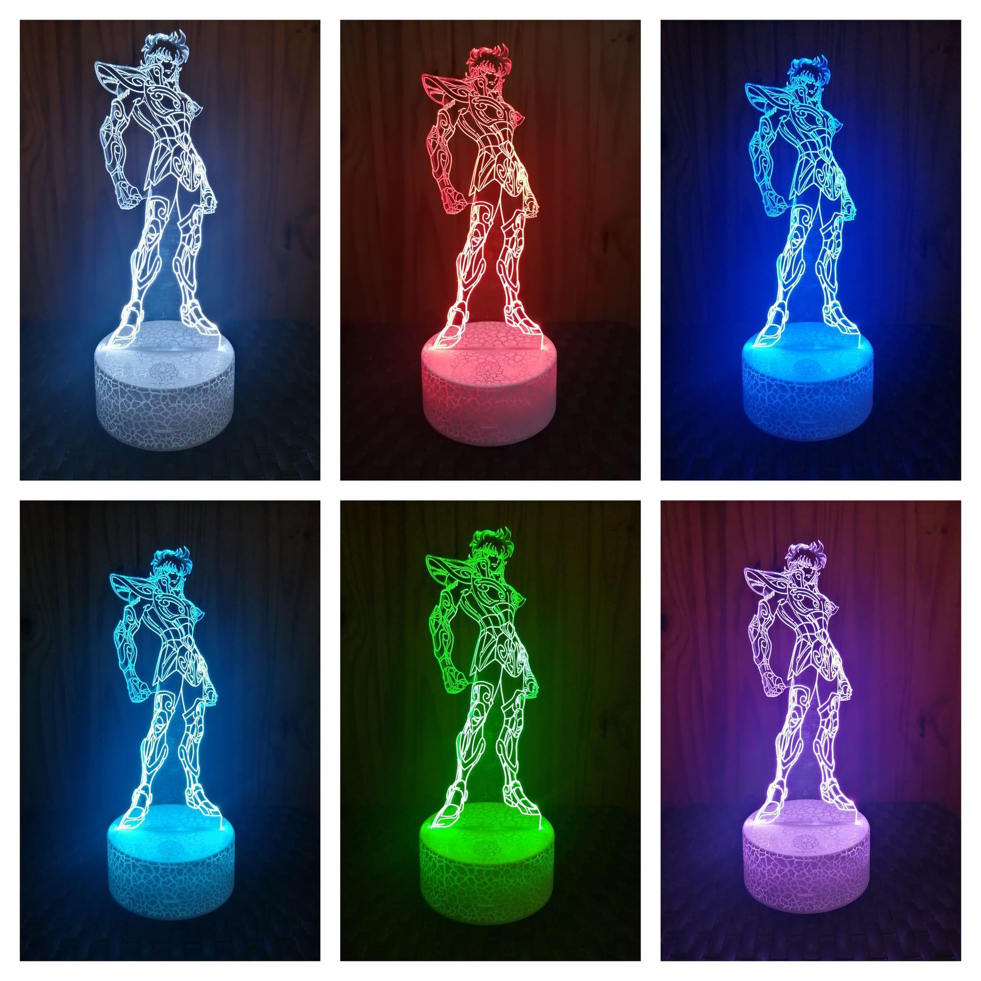 Lámpara ilusión 3D Caballero Del Zodiaco Saint Seiya 7 Colores Led -1
