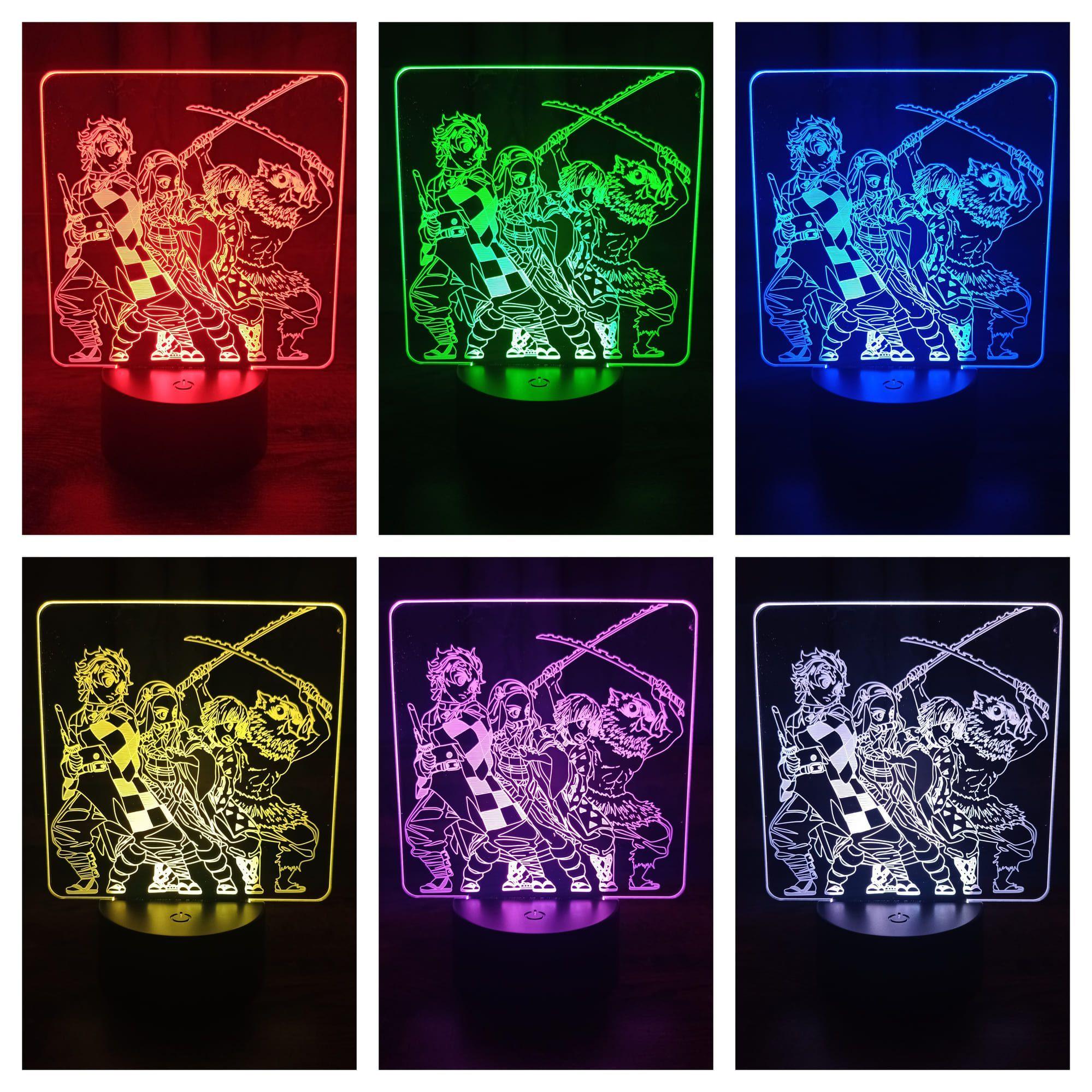 Lámpara ilusión 3D Nezuko Tanjiro 7 Colores Led-1