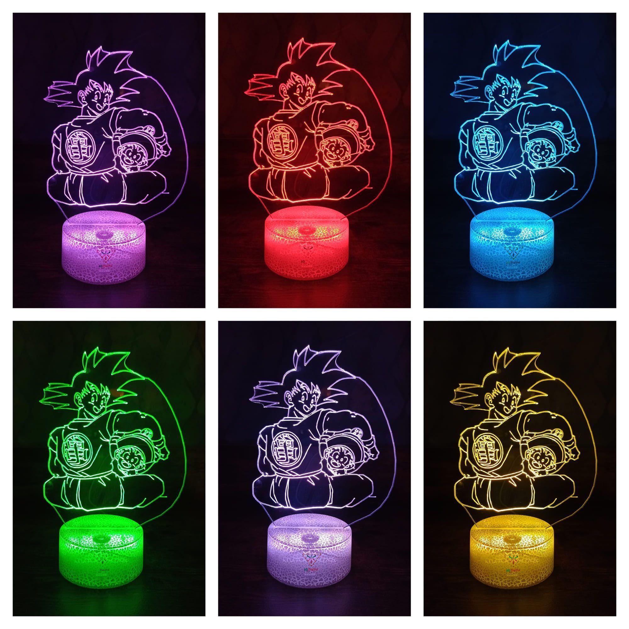 Lámpara ilusión 3D Goku y Gohan Niño 7 Colores Led-1