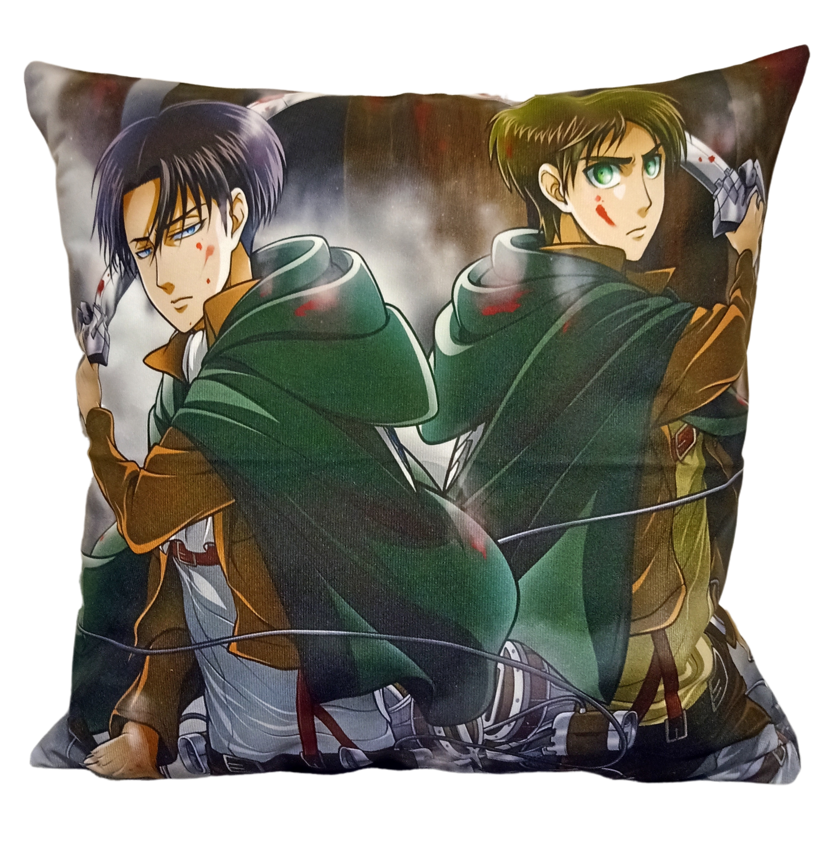 Cojín Felpa 45x45 cm De Eren y Levi Shingeki Extra Suave -0