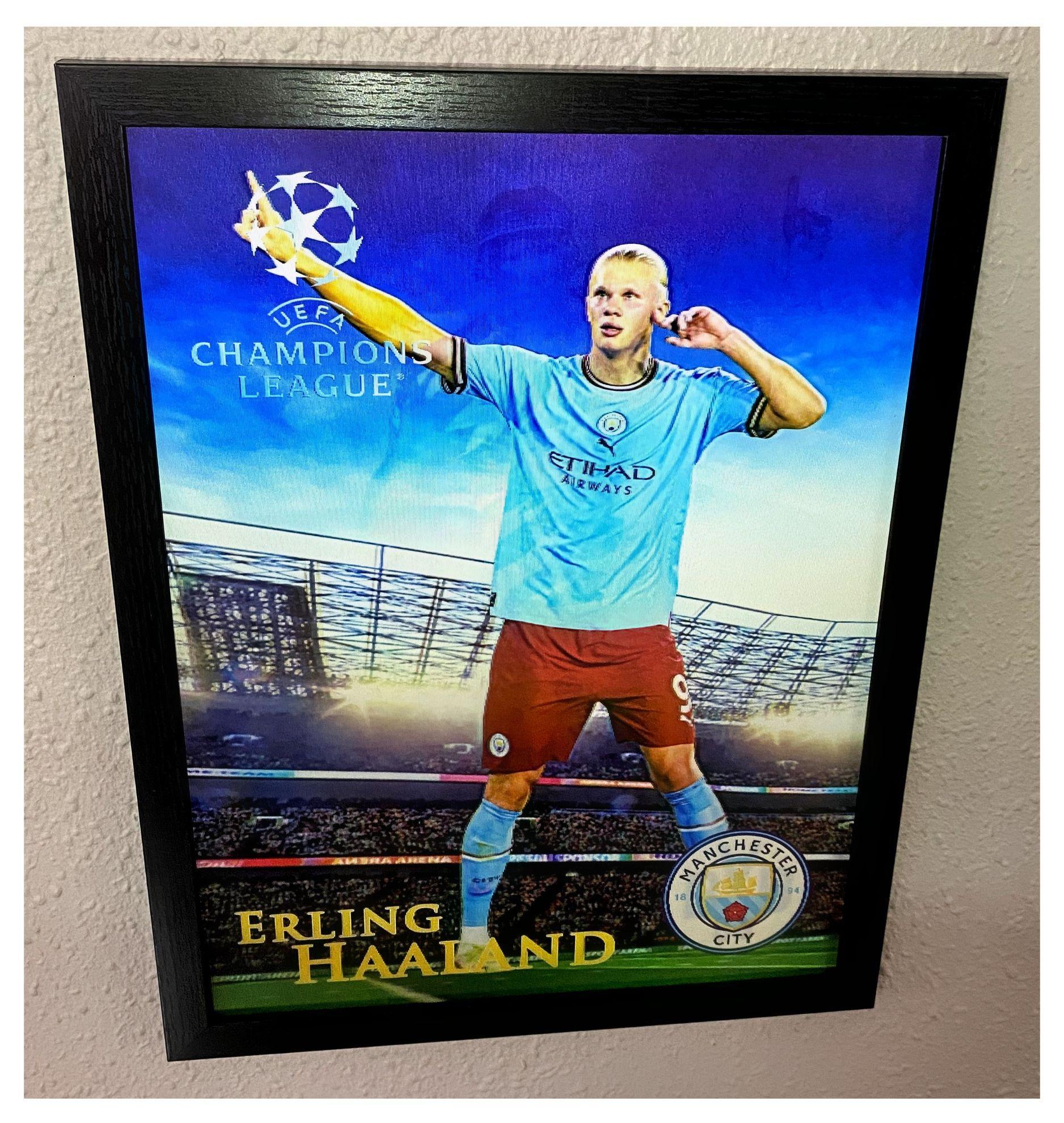 Cuadro Lenticular 40x30 cm De Haaland Manchester City 3 Imágenes en uno-3