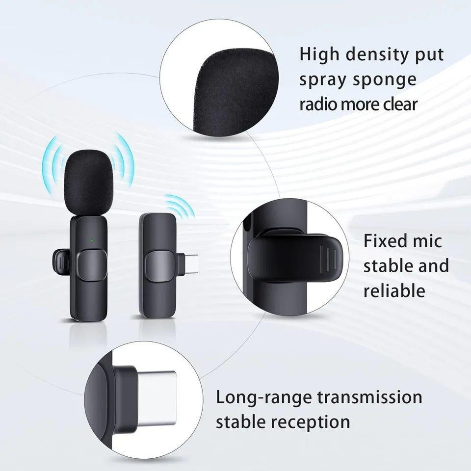 Micrófono Lavalier Inalámbrico para iPhone Tipo C Micrófono de Audio y vídeo-4