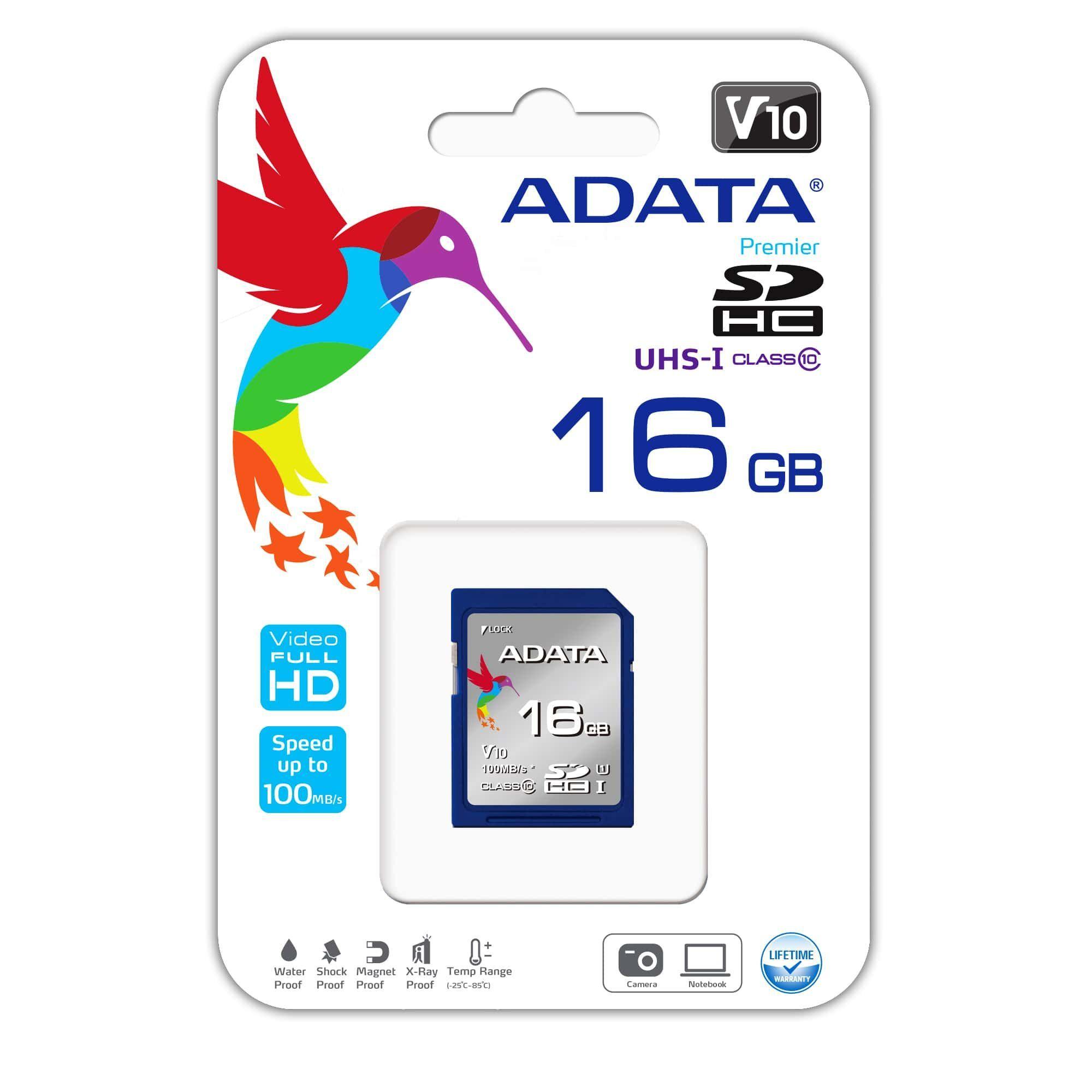 TARJETA SD ADATA 16GB SDHC UHS-I FHD 1080P RE-ASDH16GUICL10-R-1