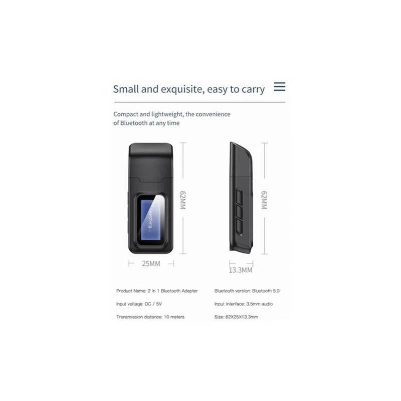 RECEPTOR / TRANSMISOR BLUETOOTH 5.0 TECNOLAB USB TL109-3