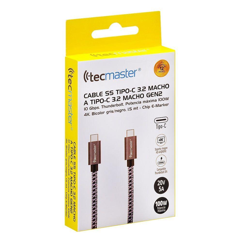 CABLE SS TIPO-C TIPO-C THUNDERBOLT USB 3.2 GEN2 100W 10GBPS 1.5 METROS TM-200545-3