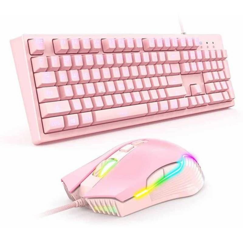 Kit Teclado Gamer G25 + Mouse Onikuma Cw905 Rosado-0